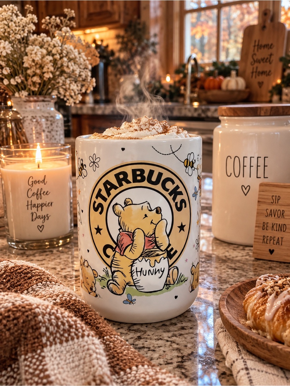 Starbucks x Winnie the Pooh White Ceramic Coffee Mug - Honey Illustration